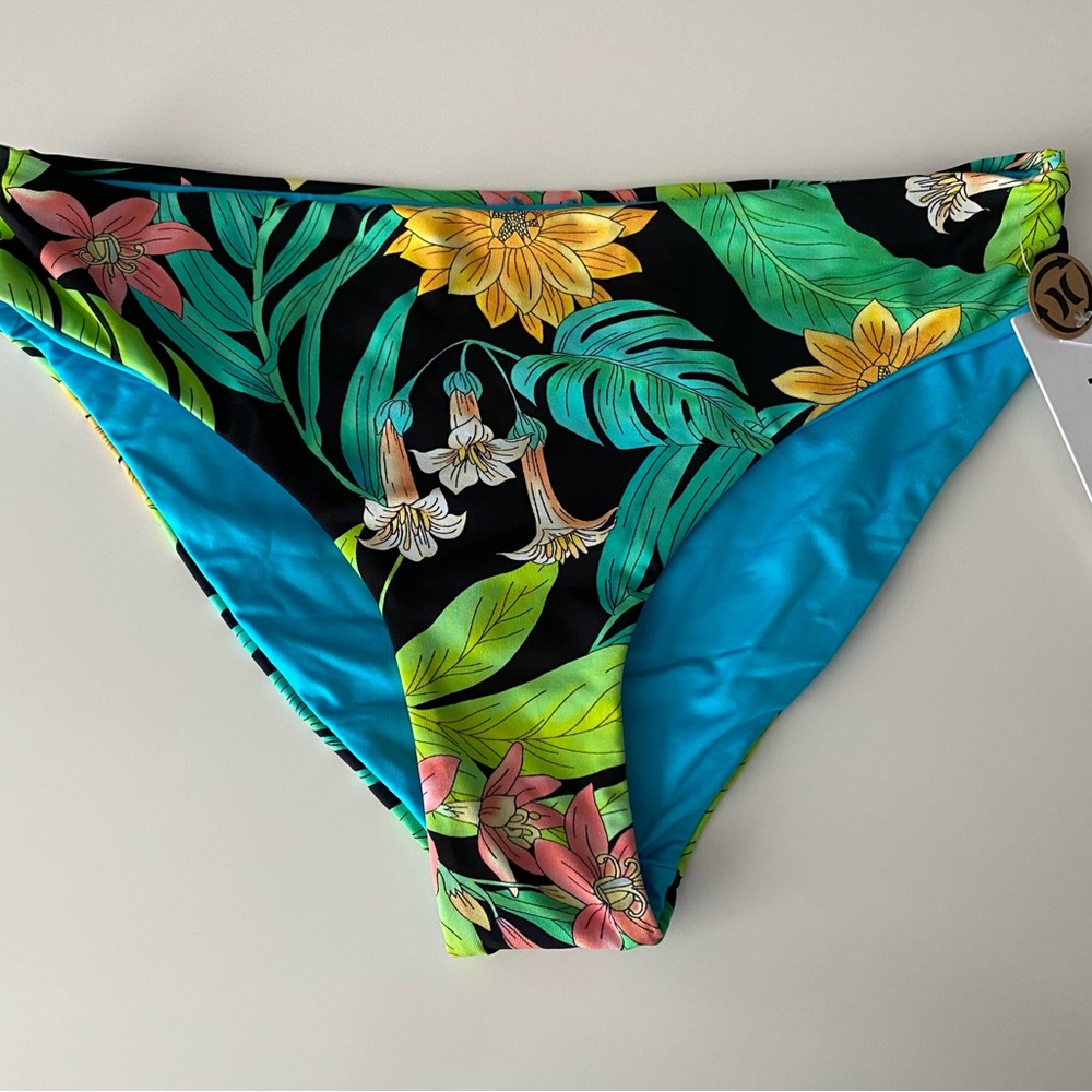 Hurley Floral Bikini Bottom - Black and Green